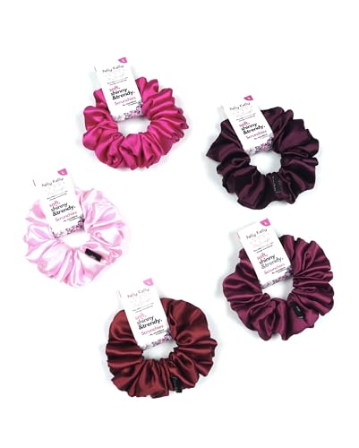 Image of Satin Scrunchies Hair Bands for Women | No-Damage Elastic Hair Ties for Ponytails & Buns | Fluffy & Stylish Rubber Bands | Large Size | Pack of 5