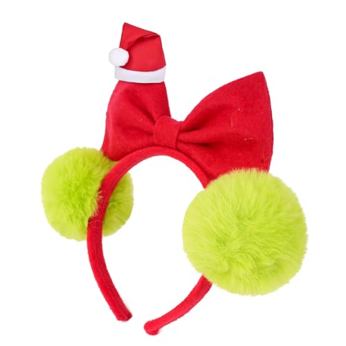 BABIBAOBEI Diadema ajustable con orejas de Papá Noel, diseño mullido, decoración de fiesta de Navidad, para niños y adultos, disfraces, diadema de felpa con orejas