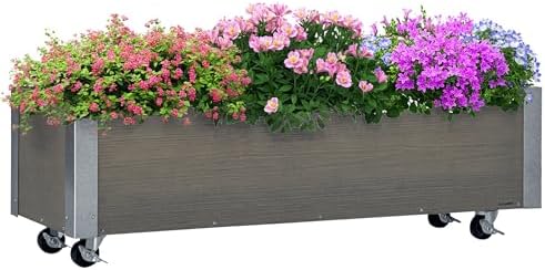 Outsunny Jardinera Exterior Grande con Ruedas Jardinera de Madera...