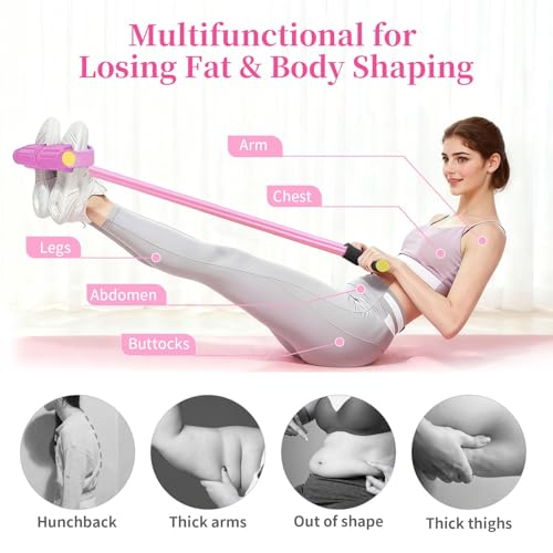 JClorix 6-Röhren Pedal-Widerstandsband – Sit-Up Zugseil für Zuhause | Bauchtrainer Beintrainer Po Trainer NBR-Tuben Schaumgriffe für Yoga Pilates