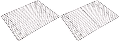 Great Credentials Professional Cross Wire Cooling Rack Half Sheet Pan Grate - 16-12 x 12 Drip Screen 2 Pack