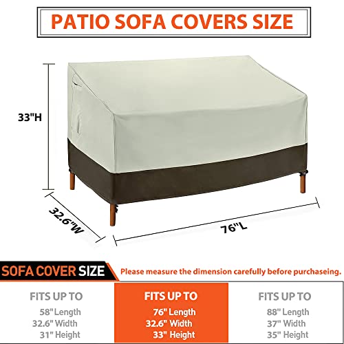 Lbw Outdoor Bench Couch Cover Patio Loveseat Cover Waterproof Veranda Furniture Cover Heavy Duty Deep 2-Seater Garden Park Sofa Cover With Air Vent And Handle, 76Inch Lx 32.6Inch Dx31 Hinch #TOP4