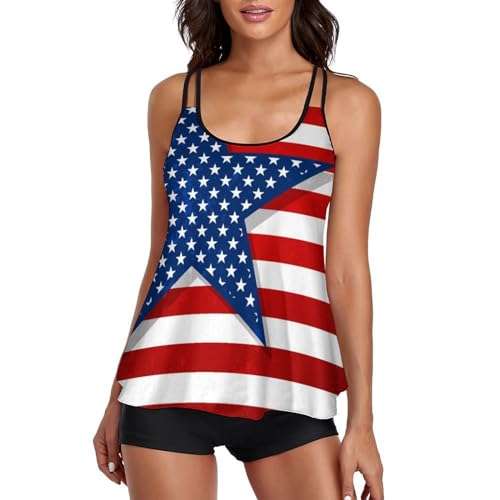 Ensembles bikini tankini drapeau étoiles pour femme avec robe de plage