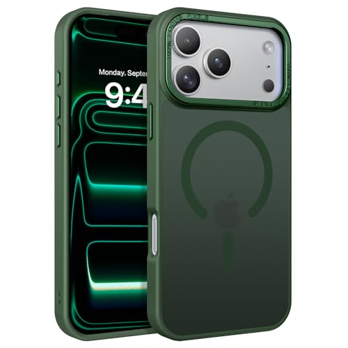 Image of YINLAI for iPhone 17 Pro Max Case 6.9-inch,Magnetic Compatible with MagSafe, Slim Matte Anti-Fingerprint, Shockproof Full Body Military Grade Protection for iPhone 17 Pro Max Cover, Green