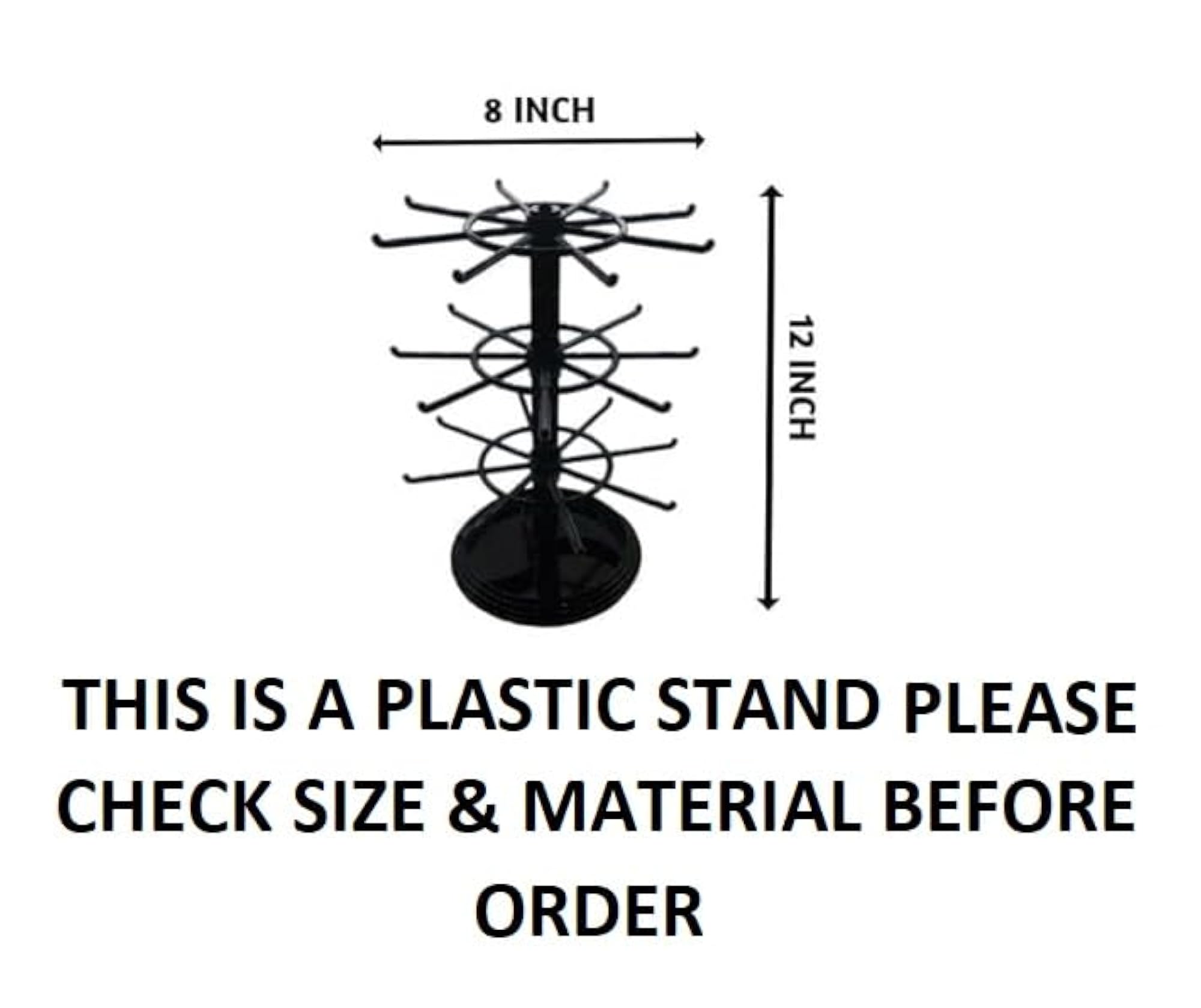 Plastic 3 Tier Spinning Display Stand with Hooks