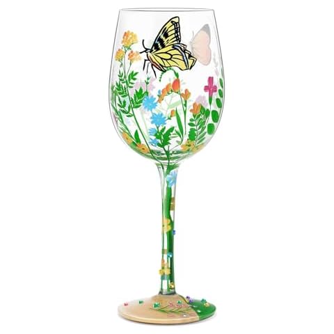 NymphFable Hand-Painted Wine Glass with Flowers Cover