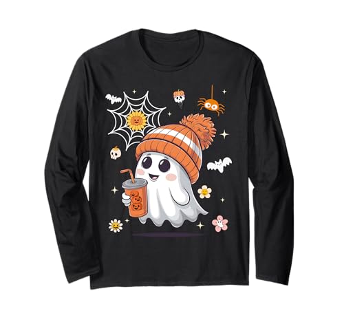 Men Women Kids Cute Ghost Drinking Coffee Spooky Halloween TVc