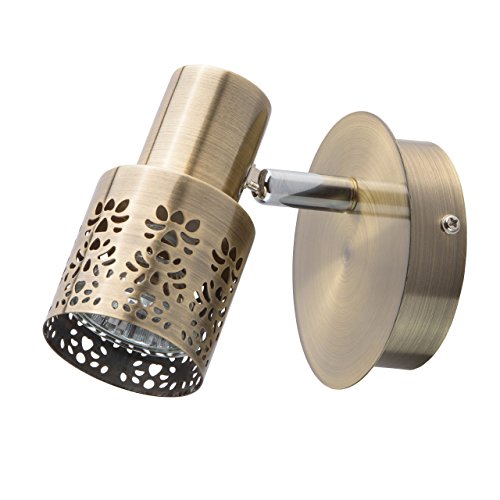 MW-Light Spot Mural Orientable en Métal Ajouré couleur Bronze Design Moderne Originale pour Salle de Bain Couloir Chambre Cuisine 1x35W GU10 incl.