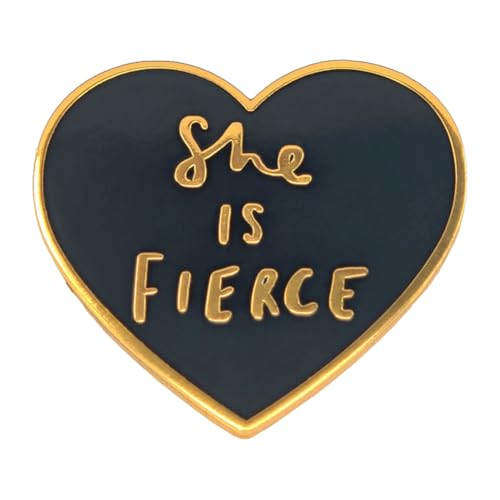 Image of Enamel Pin,She Is Fierce Lapel Pin,Black Heart Brooch,Girls Power Feminist Badge,Inspirational Empowerment Fashion Jewelry,Gift For Girl Women Teen Friend Clothing Decoration DIY Decor