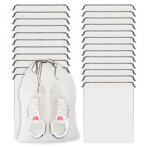 26 Stück Schuhbeutel mit Zugband (30x40cm) Transparente Kordeltasche PE Shoe Bag Wasserdicht Kordeltasche Multifunktionale Aufbewahrungstasche Set schuhtasche für den täglichen Gebrauch und auf Reisen