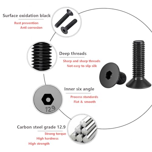 Qrity 20 PCS Hex Socket Countersunk Machine Screws - Image 3
