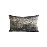 THE-TINOART Decorative Lumbar Throw Pillow Covers Gold Splashed Jacquard Pillow Cover Luxury Black Oblong Jacquard Couch Sofa Pillow Covers 12x20inch 1Piece