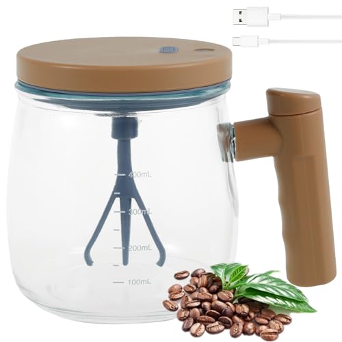 Grusce de café automática 400 ml eléctrica para mezclar con asa tapa Self Stirring recargable conveniente para el hogar, oficina, café, té caliente leche