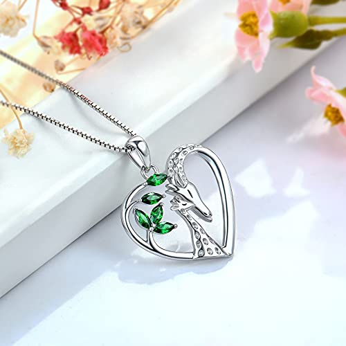 STARCHENIE Giraffe Necklace 925 Sterling Silver Heart Pendant Animal Jewelry for Women3