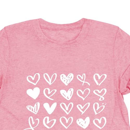 Image of Valentines Shirts for Women Valentine Love Heart Printed Graphic Tshirt Cute Girls Casual Top
