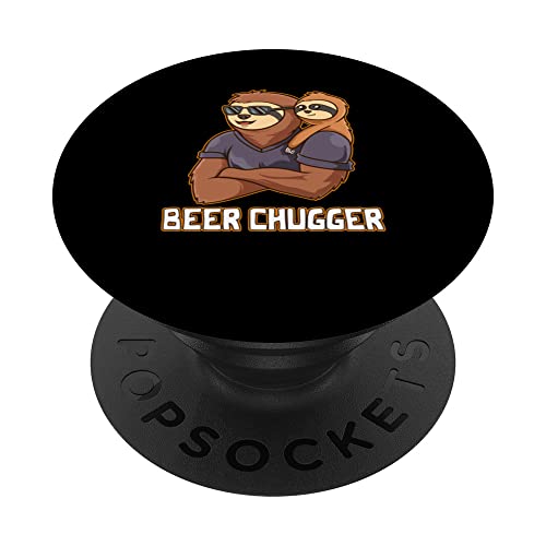 Beer Chugger Dad Beer Lover Daddy Drinker Drinking Funny PopSockets Swappable PopGrip, Black