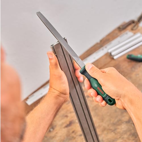 Bosch Feilen Set 5-teilig (Robustes Metallfeilen Set inkl. Rund-/Halbrund-/Flach-/Dreieck-/Vierkantfeilen; Harter Kohlenstoffstahl; Schaftlänge 200mm; Mittlerer Hieb 2; Ergonomischer Softgrip)