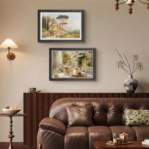 Image of Golden State Art, 12X18 Ornate Finish Photo Frame With White Mat for 11X17 Picture & Real Glass, Color: Black With Silver & Burgundy