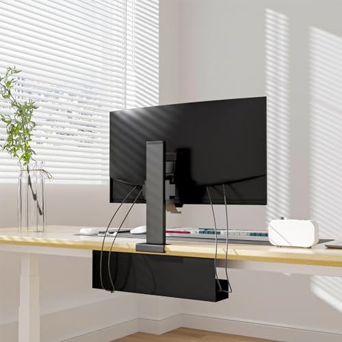 WORLDLIFT Cable Management Under Desk,17 inch Cable Management Tray,Power Strip Holder,Cord Organizer,Wire Management for Office and Home, Black