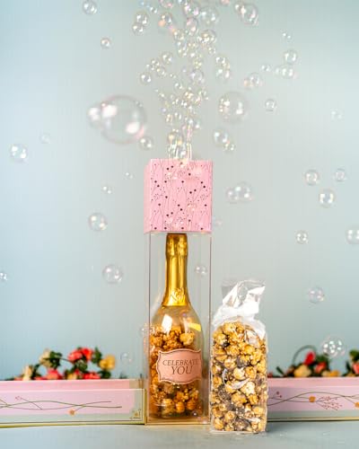 Birthday Floral Bubble Box with Chocolate Popcorn by Send A Cake Ready to Gift No Assembly Required - Unique Happy Birthday Gift for Women Men Sister Mom Dad Best Friend