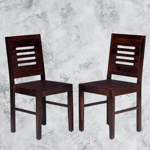 Image of Multipurpose Dining Chair Set | Contemporary Style | Set of 2 Dining Chairs | Solid Sheesham Wood | Mahogany Finish | Durable & Termite Free