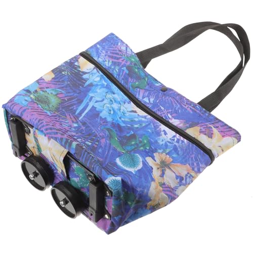 Bolsa de compras plegable de gran capacidad reutilizable compatible con ruedas de carrito 2