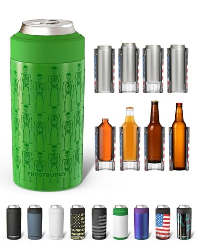 Image of Frost Buddy Universal Can Cooler - Fits all - Stainless Steel Can Cooler for 12 oz & 16 oz Regular or Slim Cans & Bottles - Stainless Steel (Shake My Bones)