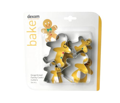 Dexam Gingerbread family cookie cutter set of 4, Silver