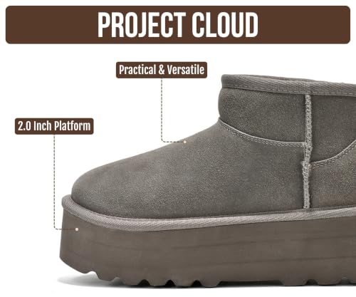 Image of Project Cloud 100% Genuine Leather Platform Ankle Boots for Women (Huggy) | Memory Foam Insole Lightweight Winter Booties - Womens Casual Footwear Fall Shoes - Fashionable Womens Boots with EVA Outsole