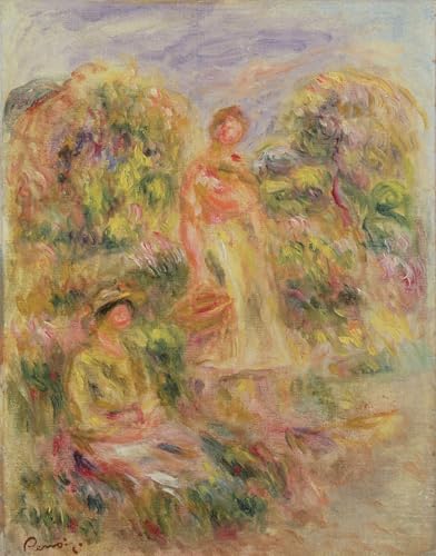 Tableau Renoir impression toile Paysage avec deux femmes poster 60x90cm