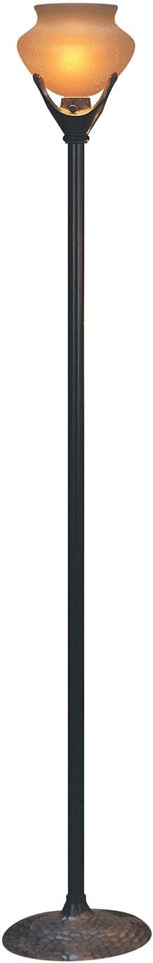 Robert Abbey 9824BRN Beaux Arts - One Light Torchiere, Antique Rust Finish with Frosted Amber Seeded Glass