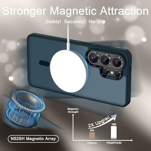 Image of for Samsung Galaxy S26 Ultra Case, Matte Magnetic Phone Cover, Navy Blue | Fit for MagSafe, Screen Protector included, Shockproof Military Grade Protection, Translucent Frosted Back
