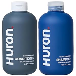 Huron Hair Duo Nourishing Shampoo Conditioner Set for Men Cleanse Strengthen Hydrate Sulfate Free Paraben Free Vegan Designed for Daily Use on All Hair Types 2 Pack