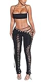 Women's 2 Piece Sexy Sets Halter Tube Tops High Waist Lace Up Pants Night Out Party & Club Outfits