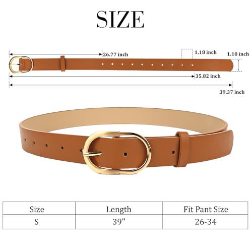 4-Pack Leather Belts Set - Gold Buckle Belts for Jeans, Pants and Dresses4