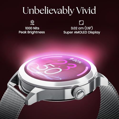 Image of Fastrack Noir Pro 1.19 inch Super AMOLED Metal Smart Watch with 1000 Nits Brightness, BT Calling, 24 /7 Health Suite, Functional Crown, Zinc Alloy Case - Smartwatch for Women (Silver)