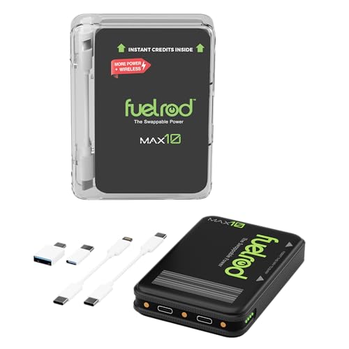 FuelRod MAX10 High Capacity Portable Charger Swappable Power Wireless Charging USB-C 10 000mAh