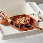 SmackFun - Assiette tout-en-un + Système de fixation des chaînes de jouets - Plaque d'aspiration en silicone divisée pour bébés + Jeunes enfants - Premiers aliments + Se nourrir soi-même. 2 Feuilles (Clay)