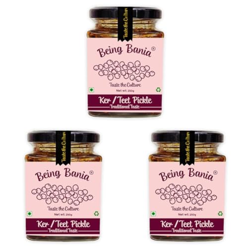 Image of Premium Handmade Ker Pickle, 250gm in glass jar | Marwadi Rajasthani | Delicacy pickle | Teet Dela Achar | Kair Achaar (Pack of 3)