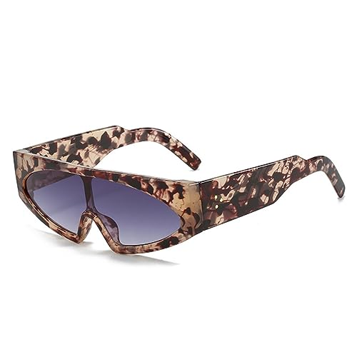 Gafas de sol estilo ojo de gato para mujer, vintage, de una pieza, con diseño de leopardo, UV400, con remaches de color gelatina, lentes de sol, Leopardo morado, Talla única