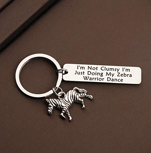 CENWA Zebra Warrior Gift Ehlers Danlos Syndrome EDS Awareness Ribbon Jewelry EDS Warrior Fibro Awareness I’m Doing My Zebra Warrior Dance Keychain (Zebra Warrior Keychain)3