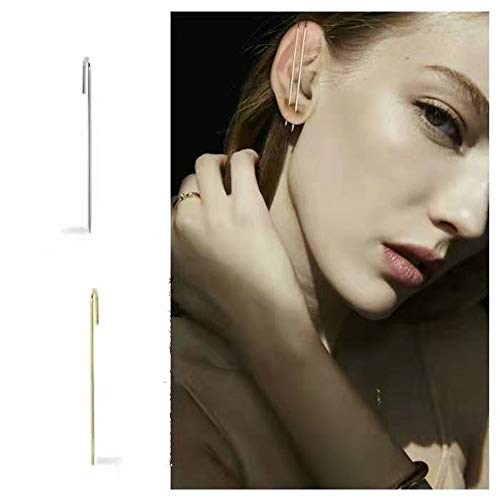 Minimalist Ear Wrap Crawler Hook Stud Earrings For Women Girls Men S925 Sterling Silver Hypoallergenic Bar Piercing Ear Cuffs Simple Unique Earring Fashion Personalized Punk Rock Jewelry (Silver) #TOP2