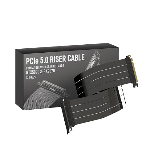 Image of LINKUP PCIE 5.0 Riser Cable | for Vertical GPU Mount | Straight | Graphics Card GPU Ready | Usable with PCIe 4.0 & RX9070 / RTX5090 | 50cm (Total Length: 54cm)