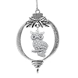 Inspired Silver - Owl Charm Ornament - Silver Customized Charm Holiday Ornaments with Cubic Zirconia Jewelry