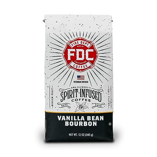 Vanilla Bean Bourbon Infused Coffee | Whole Bean Coffee, 12 Ounce Bag | Made by Fire Department Coffee