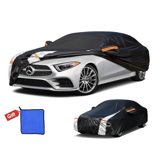 Image of Mercedes Benz C-Class Car Cover 100% Waterproof All Weather, Gift with Towel, 10 Layers Car Cover Custom Fit 2004-2026 C500 /C550 /C450 /C400 /C300 /C350 /C63 AMG, Outdoor car Cover Rain Sun UV Protector.