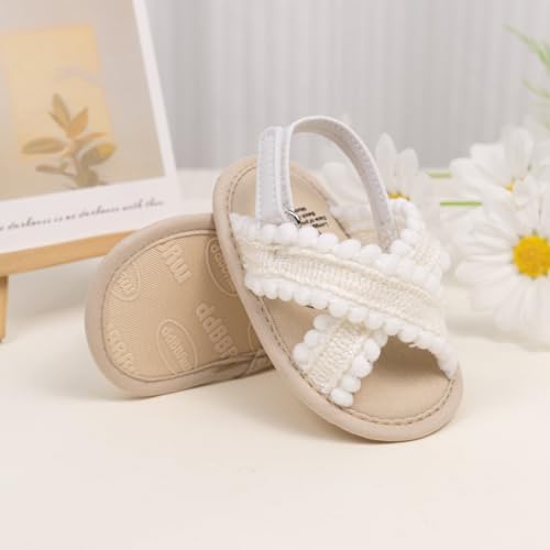 Image of Meckior Infant Baby Girls Boys Summer Sandals Open Toe Lace Princess Dress Wedding Flats Shoes Newborn Toddler Soft Non-slip Sole First Walker Crib Shoes
