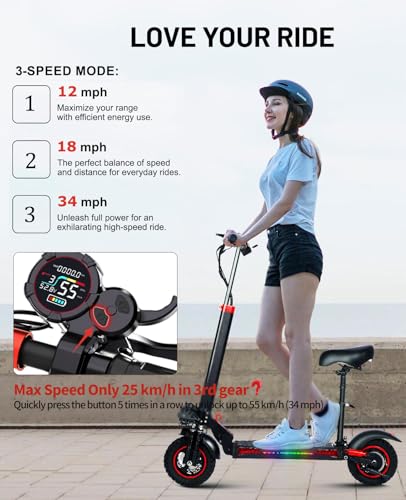 Offroad Electric Scooter Adults – 32 Miles Long Range & 34
