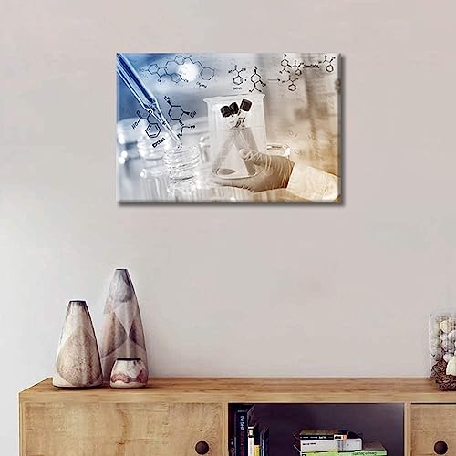 Image of TUMOVO Scientist Hand Holding Test Tubes Laboratory Research Wall Art 1 Panel Medical Artwork Wall Decor for Living Room, Bedroom, Bathroom, Office. Framed Ready to Hang (12 inch Wx18 H)