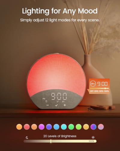 Glocusent Dual Alarm Sunrise Alarm Clock with Sound Machine, APP Control - Image 4